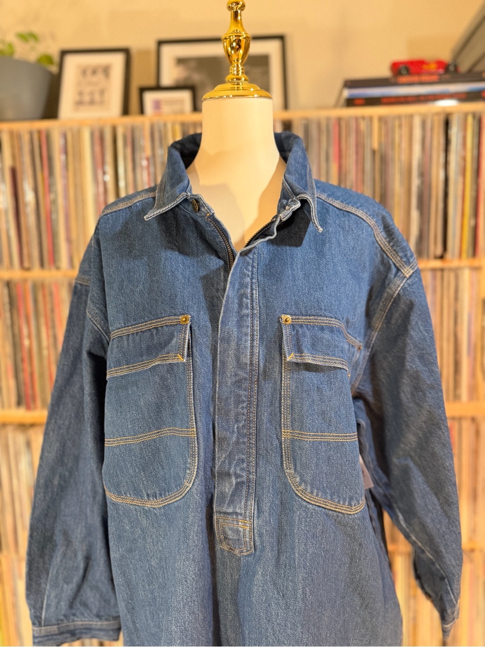 Gap Workforce Denim Shirt Dress Size XL NWT Long Sleeve Dark Wash Workwear - Picture 3 of 9